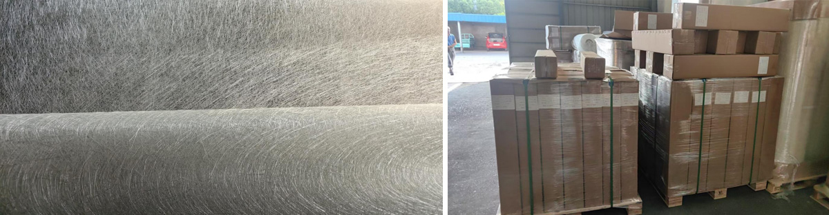 Tikar helai cincang gentian kaca berat gulungan kecil dan komposit fabrik mesh untuk aplikasi pembinaan